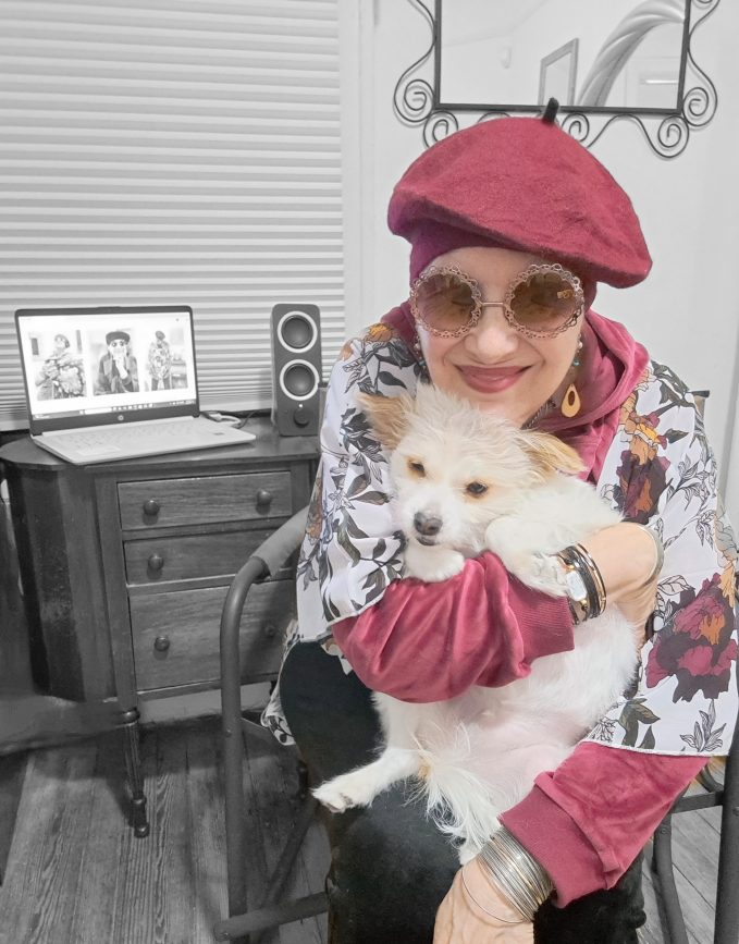 me and mack sitting near laptop